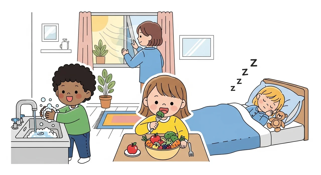 감기와 독감 예방을 위한 우리 아이 건강 습관