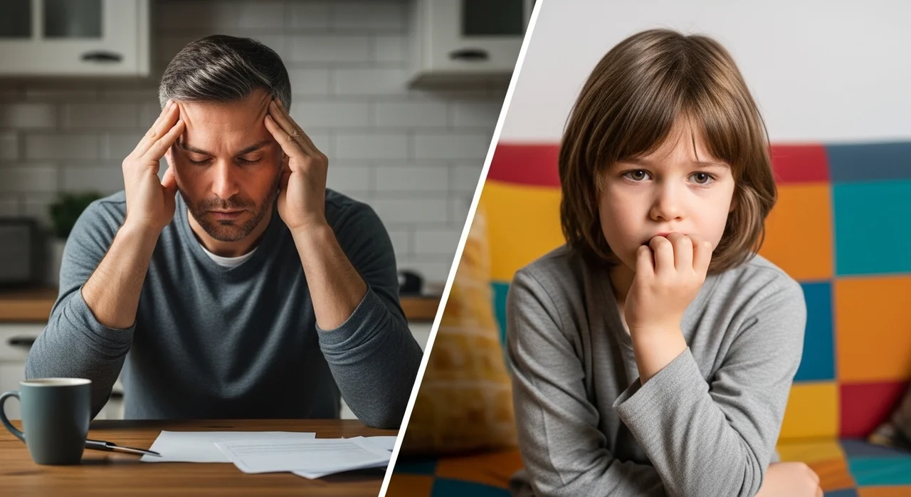 아빠의 스트레스 징후와 아이의 불안 증상 비교