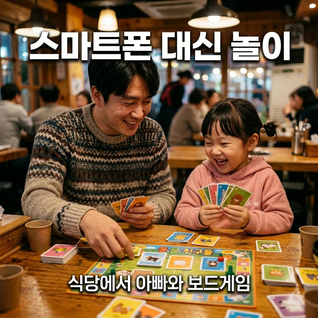 유아 스마트폰 중독 방지! 식당에서 영상 대신 아빠와 즐기는 보드게임 카드 활용법