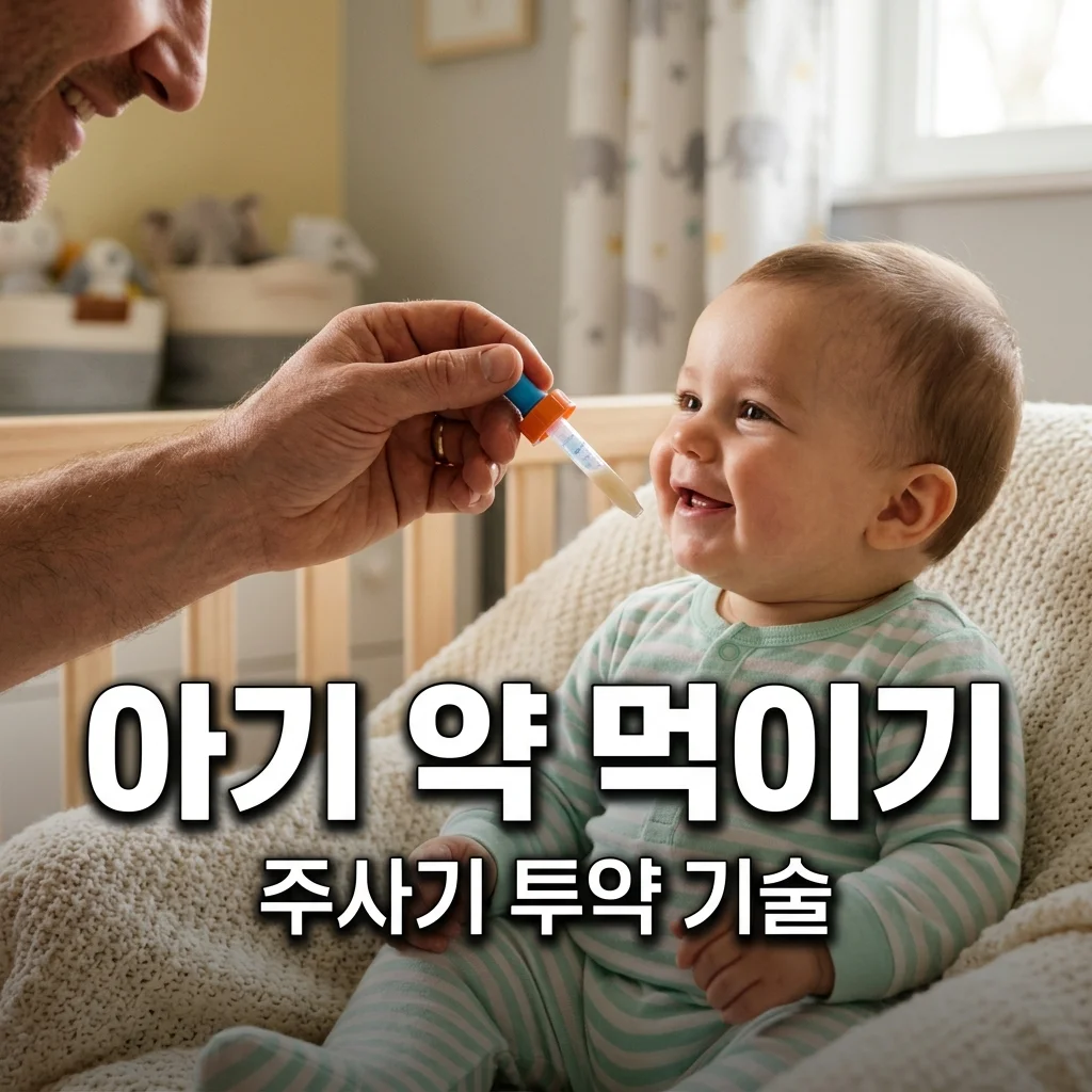 아기 첫 감기 약 먹이기, 샴페인 주사기와 투약병으로 아빠도 쉽게 성공하는 법