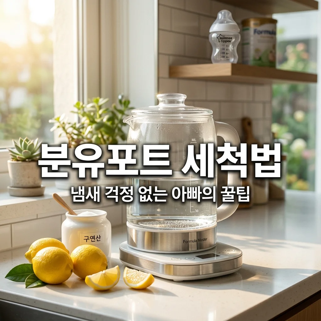 아기 분유 포트 구연산 세척 후 냄새 안 나게 헹구는 아빠의 위생 팁