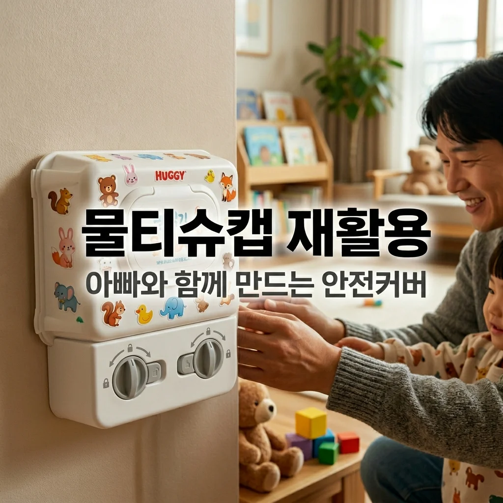 아기 물티슈 뚜껑 캡 재활용! 아빠와 만드는 콘센트 안전 커버