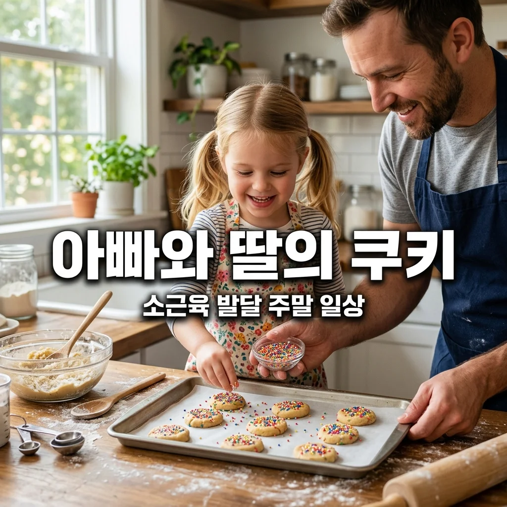아빠와 딸의 쿠키 베이킹! 소근육 발달 돕는 유쾌한 주말 집콕놀이