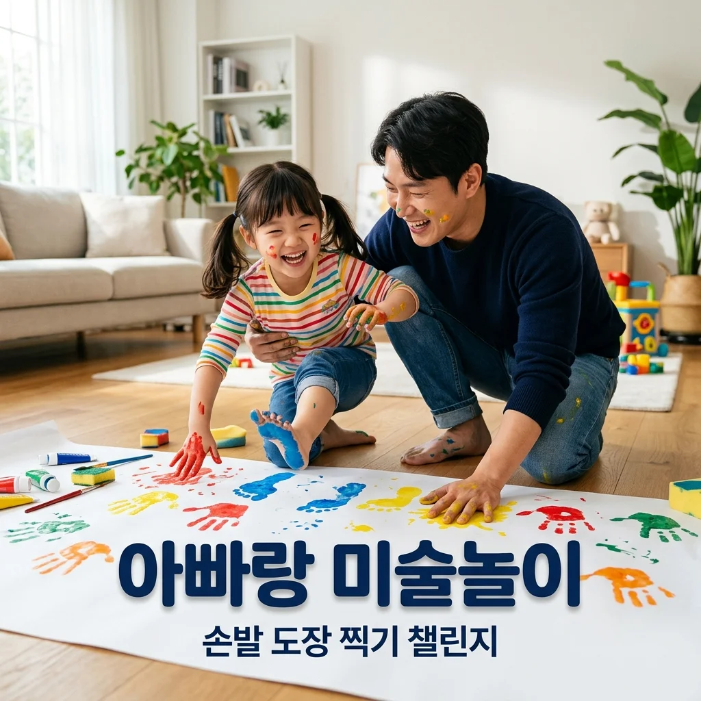 아이와 주말 미술 놀이! 아빠랑 손발 도장 찍기 챌린지로 추억 만들기