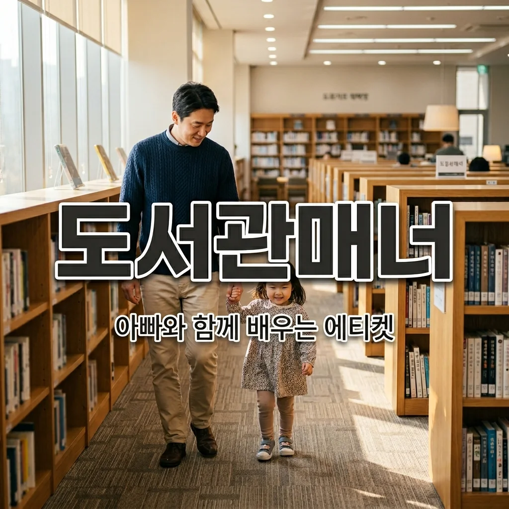 아빠가 가르치는 공공장소 에티켓! 도서관에서 까치발 들고 속삭이기
