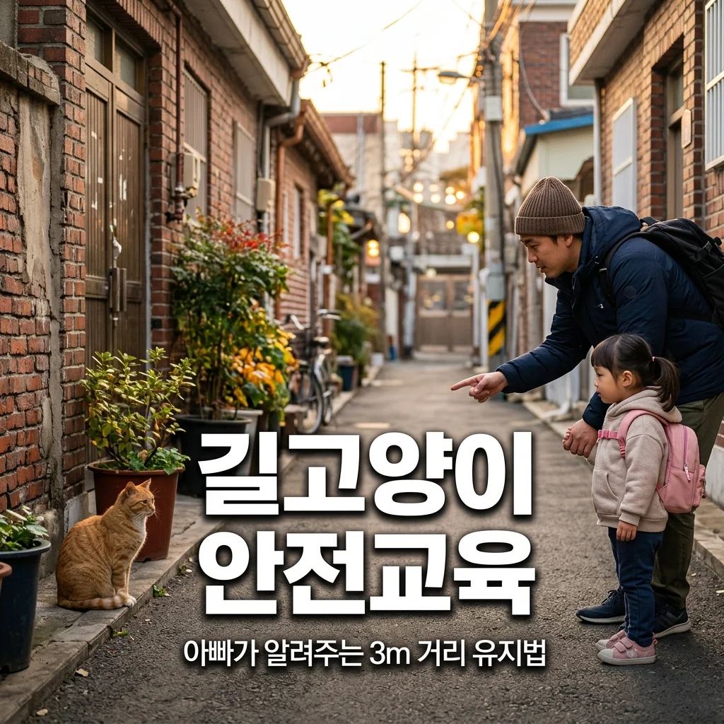 아이와 산책 중 길고양이 만났을 때! 아빠가 가르치는 안전거리 3m 법칙