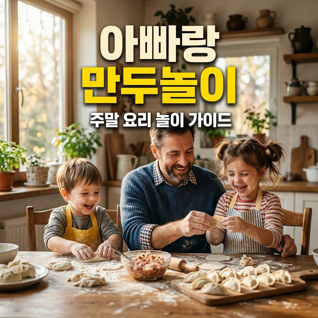 아빠와 함께하는 주말 만두 빚기, 만두피 속 채우며 즐기는 요리 놀이