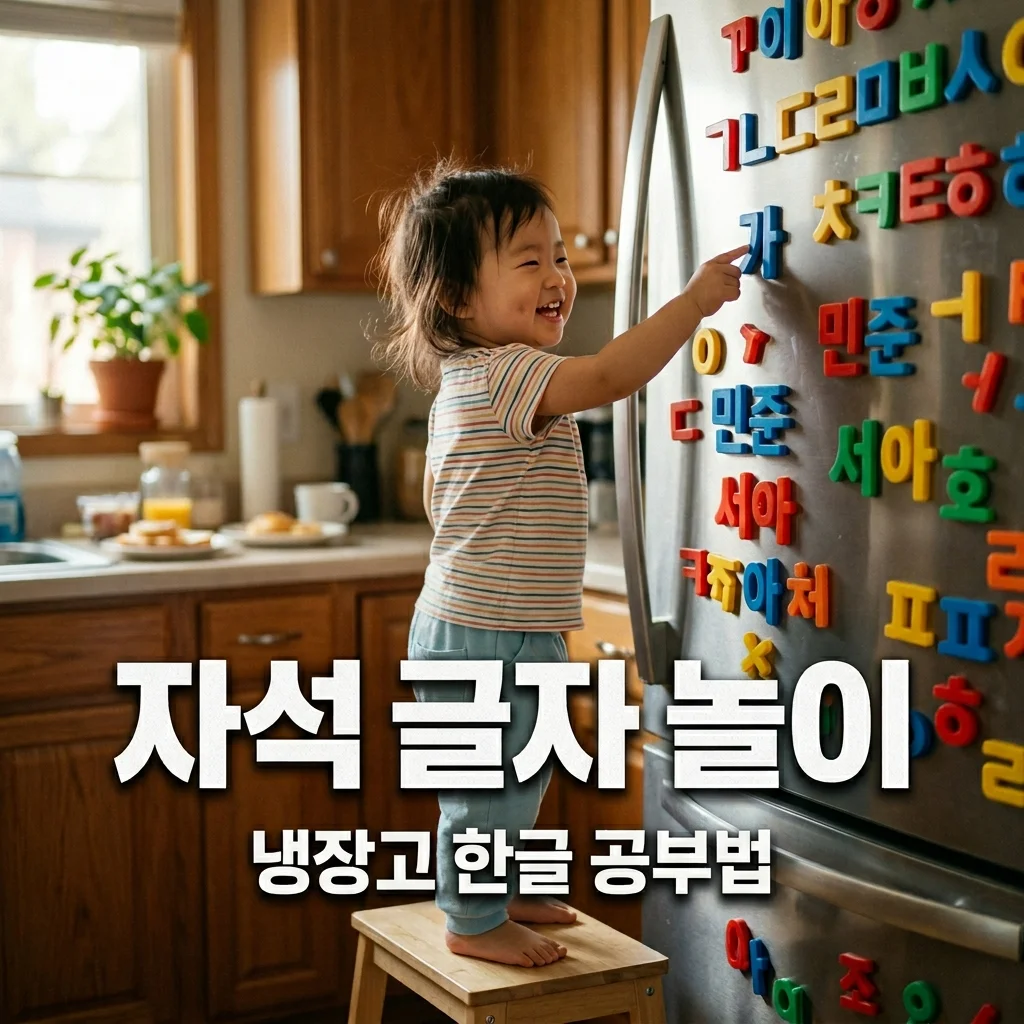 아기 첫 자석 글자 놀이, 냉장고 벽면 화이트보드 활용 한글 공부 꿀팁