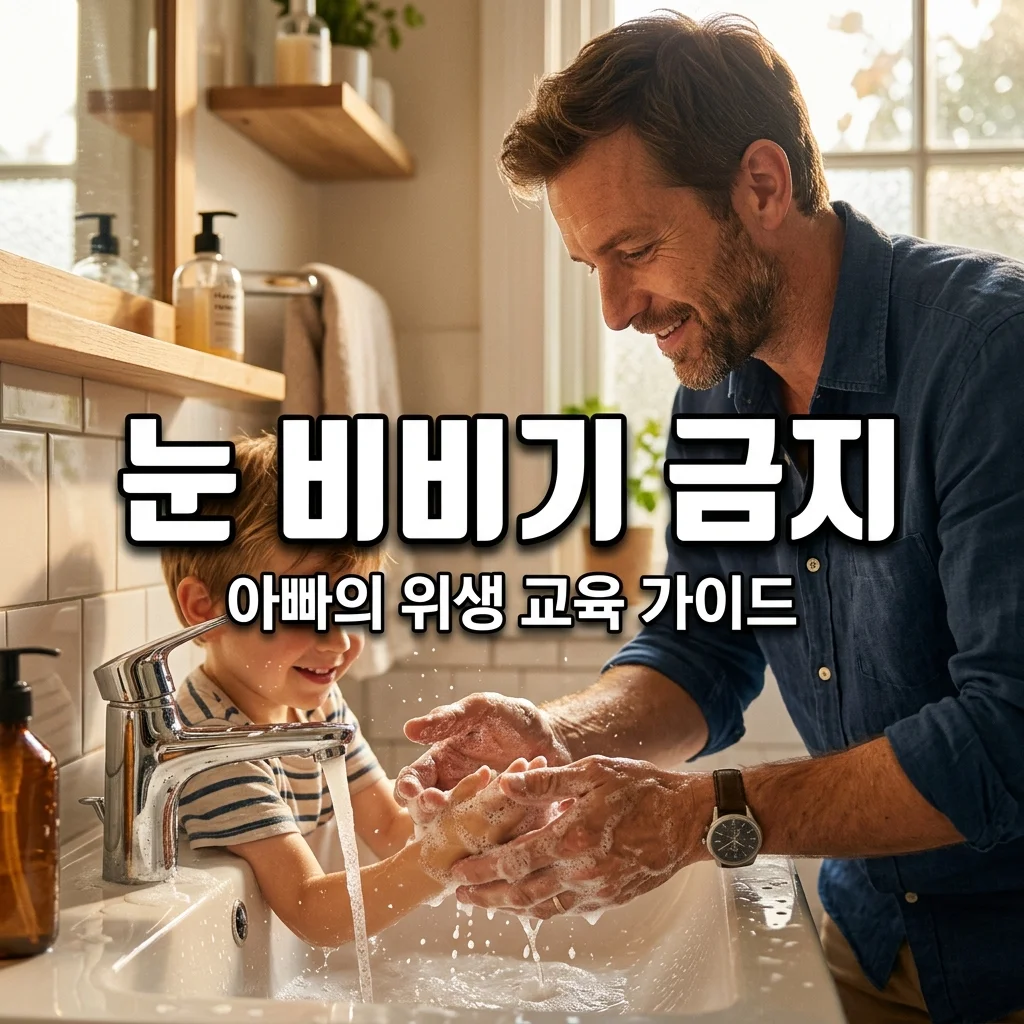 유아 눈 비비는 습관, 결막염 예방을 위한 아빠의 손 씻기 교육