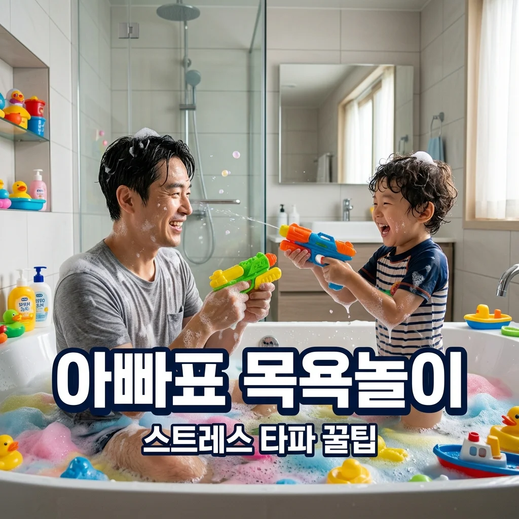4살 아들 목욕 놀이, 페이스트 폼과 물총으로 아빠와 스트레스 날리기