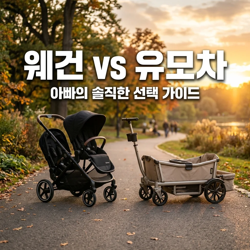 4세 6세 남매 육아용 웨건 vs 2인용 유모차 아빠의 실주행 장단점 비교