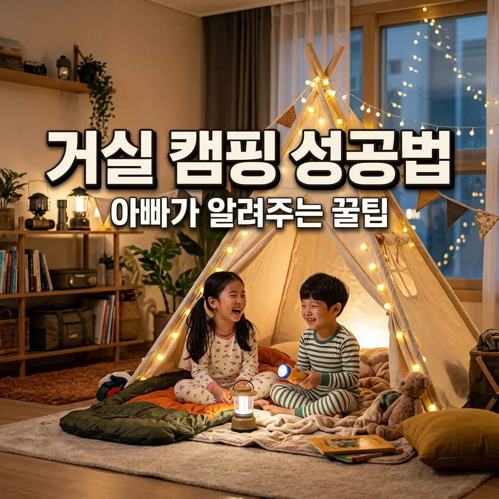 거실 텐트 캠핑, 4살 아들 에너지와 6살 딸 섬세함을 잡는 아빠표 노하우