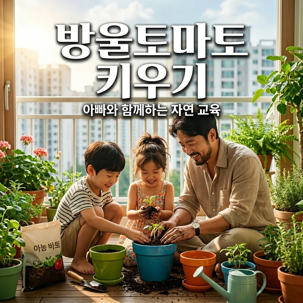 베란다 가드닝 방울토마토 모종 심기 : 남매와 함께하는 아빠표 자연 교육