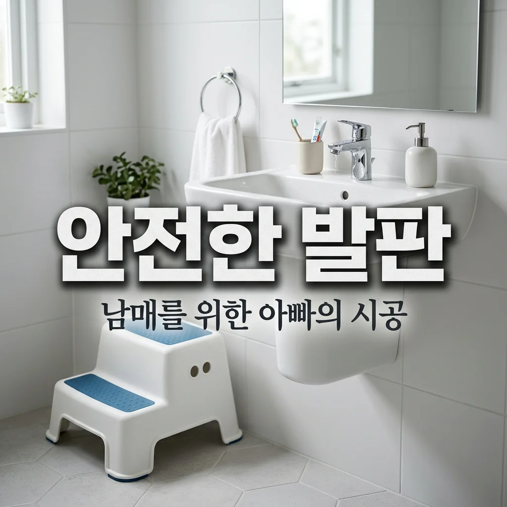 거실 세면대 발판 추천! 4살 6살 남매 키 차이 극복하는 안전한 실리콘 고정법
