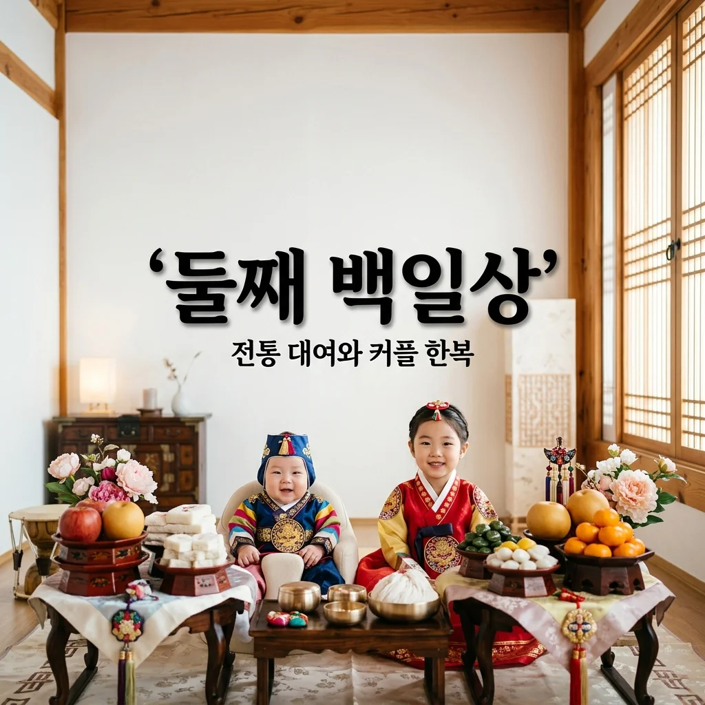 둘째 아들 백일상 대여 후기, 누나와 남동생 커플 한복으로 완성한 전통 상차림 팁