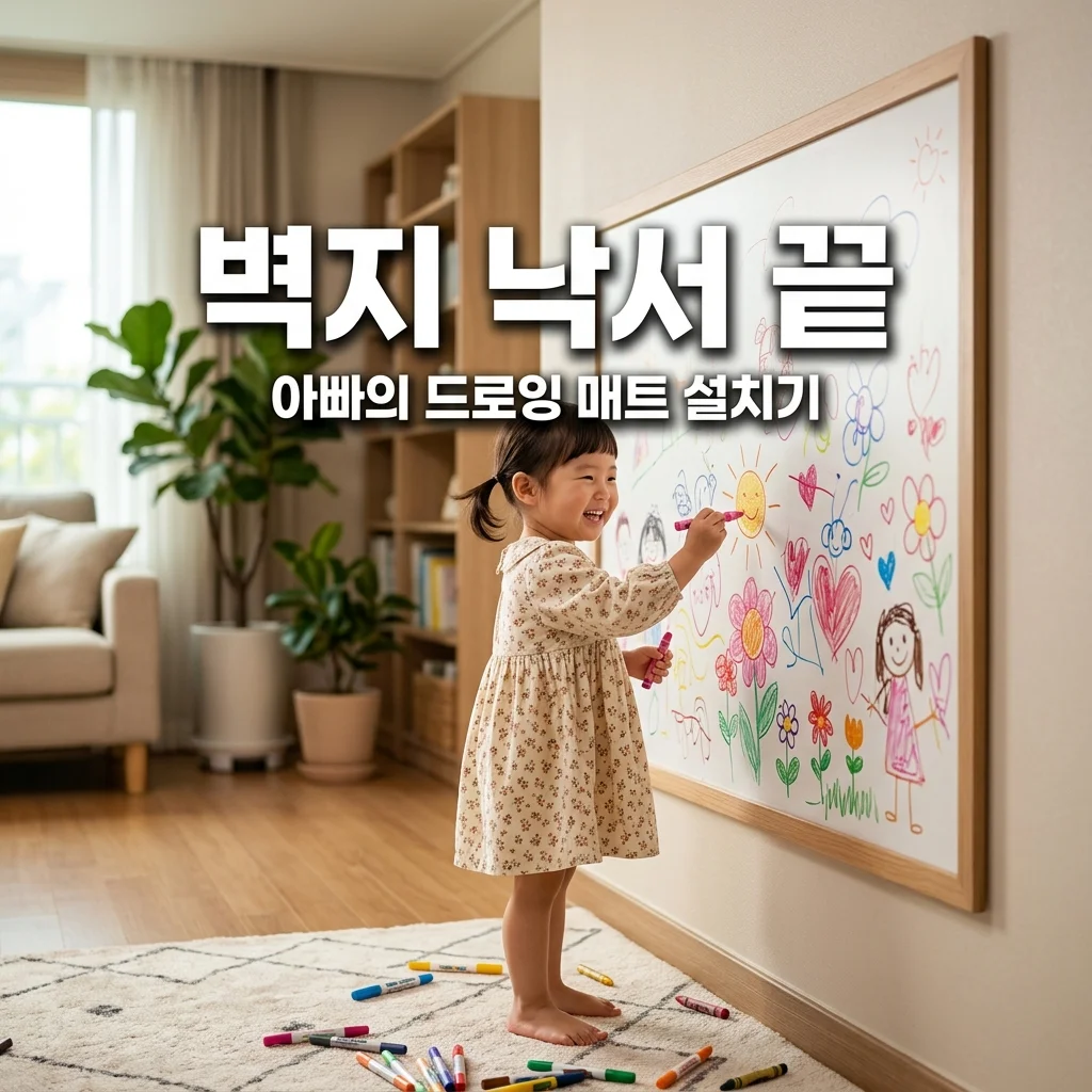 3세 딸아이 낙서 놀이 해결! 벽지 보호 드로잉 매트 설치 아빠의 꿀팁