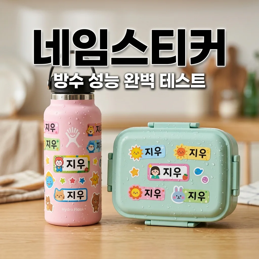 유치원 네임 스티커 방수 성능 테스트! 아빠가 직접 붙여본 입학 준비물 기록