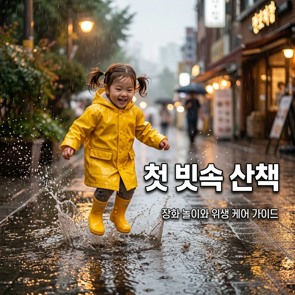 3세 아이 비 오는 날 산책: 노란 장화 신고 웅덩이 밟기 놀이와 위생 관리 팁