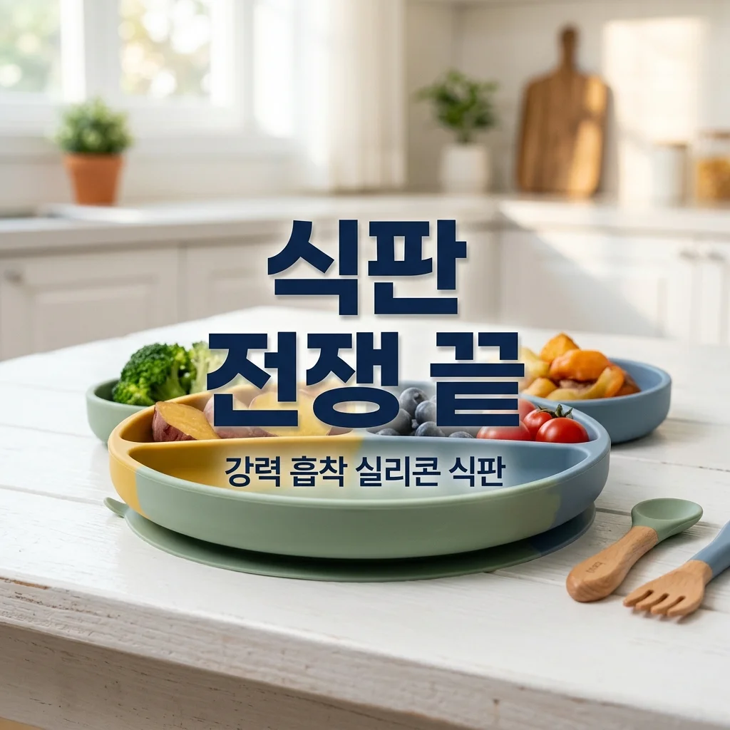 유아용 흡착 식판 추천, 3세 아들 식탁 뒤집기 방지 실리콘 식판 고정력 테스트 후기