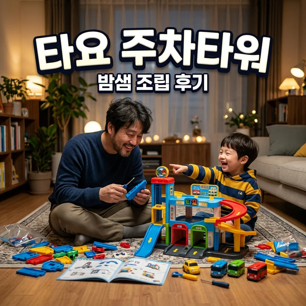 타요 컨트롤 주차타워, 4살 아들 크리스마스 선물 밤샘 조립 후기