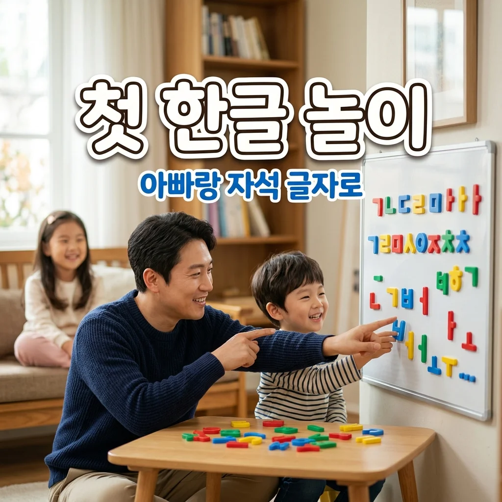4살 둘째 아들, 자석 글자로 한글 학습 시작! 아빠 엄마 누나 이름 조합 놀이 팁