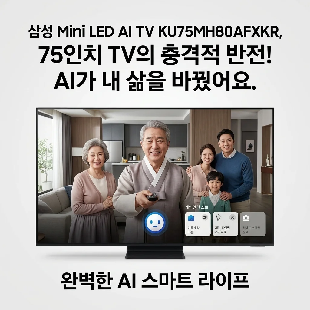 삼성 Mini LED AI TV KU75MH80AFXKR, 75인치 TV의 충격적 반전! AI가 내 삶을 바꿨어요