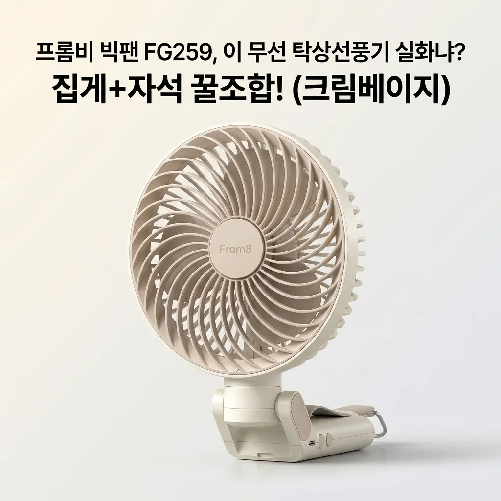 프롬비 빅팬 FG259, 이 무선 탁상선풍기 실화냐? 집게+자석 꿀조합! (크림베이지)