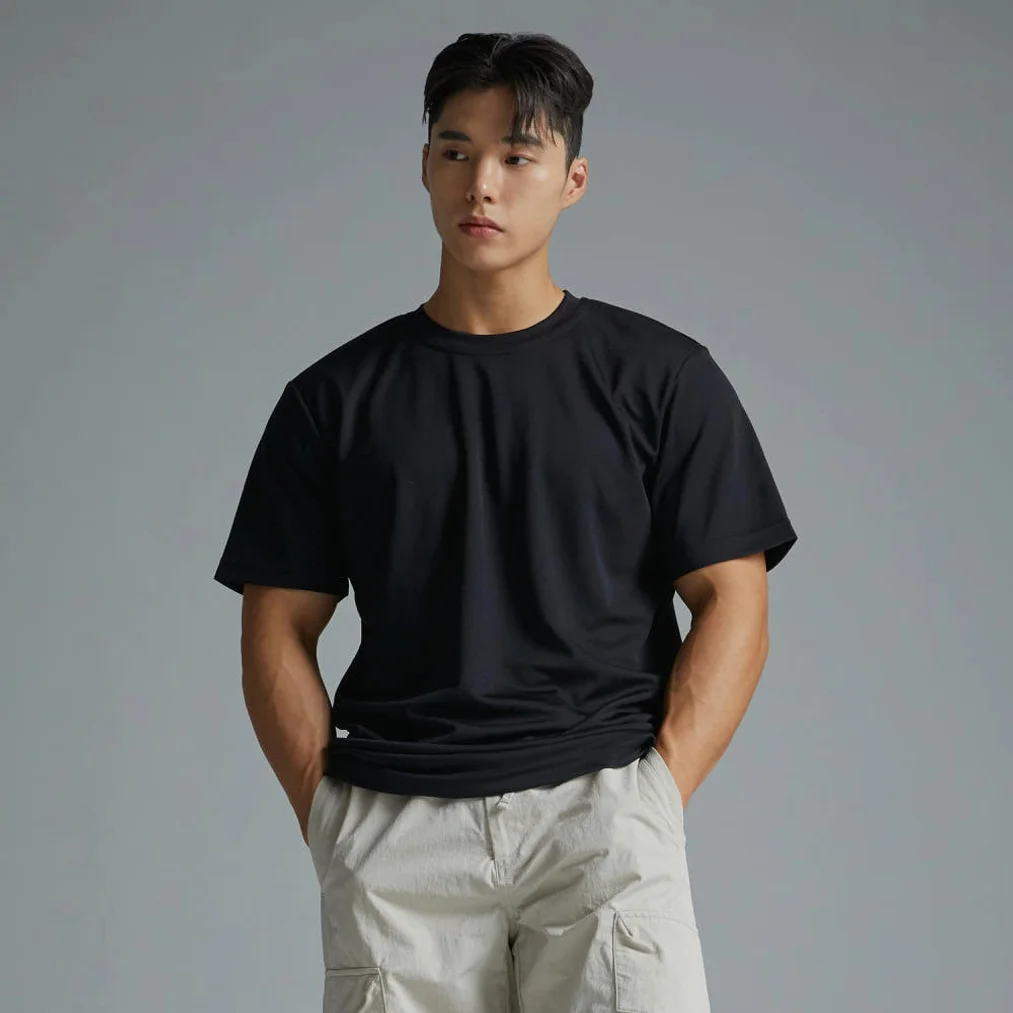 블랙몬스터핏 3장 세트 드라이 쿨론 쿨티 기능성 쿨링 무지 반팔 운동 헬스 티셔츠 상세 이미지 7