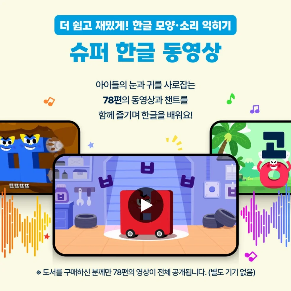 슈퍼 파닉스 한글 + 소리 나는 자석 세트 (본책5권, 브로마이드2매, 자석126개, 한글카드20매) - 길벗스쿨 상세 이미지 1