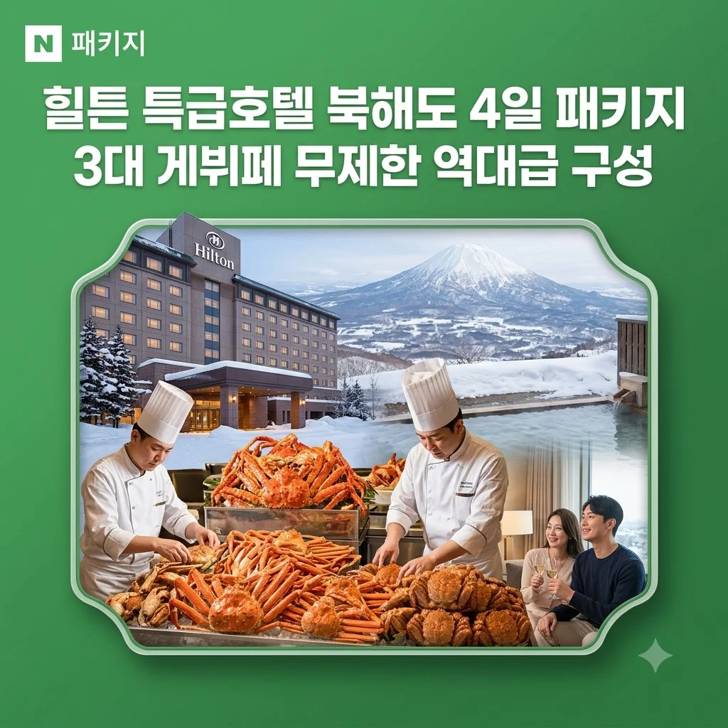 [힐튼 특급호텔] 북해도 4일 패키지 3대 게뷔페 무제한 역대급 구성
