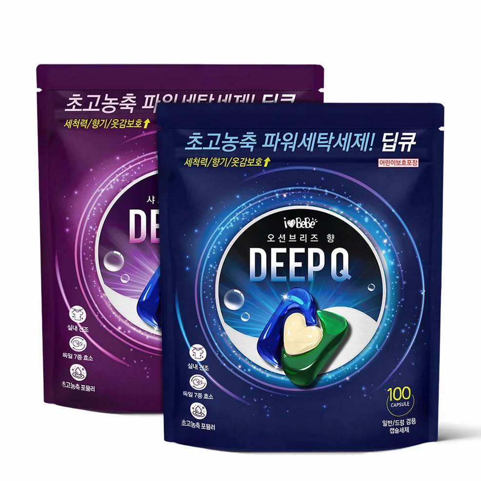 아이러브베베 딥큐 3in1 고농축 캡슐세제 100개 오션브리즈 세탁세제 실내건조 드럼 일반 겸용 상세 이미지 2
