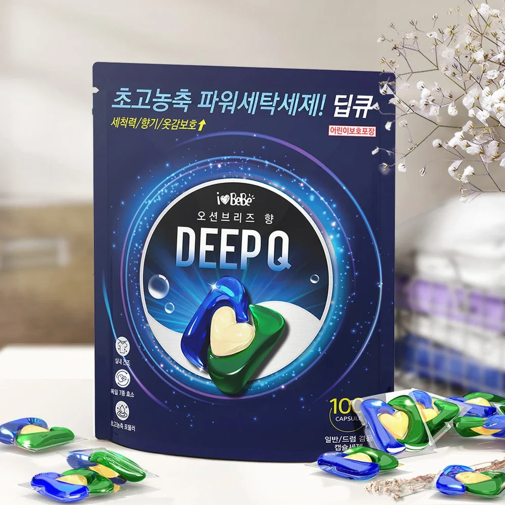 아이러브베베 딥큐 3in1 고농축 캡슐세제 100개 오션브리즈 세탁세제 실내건조 드럼 일반 겸용 상세 이미지 3