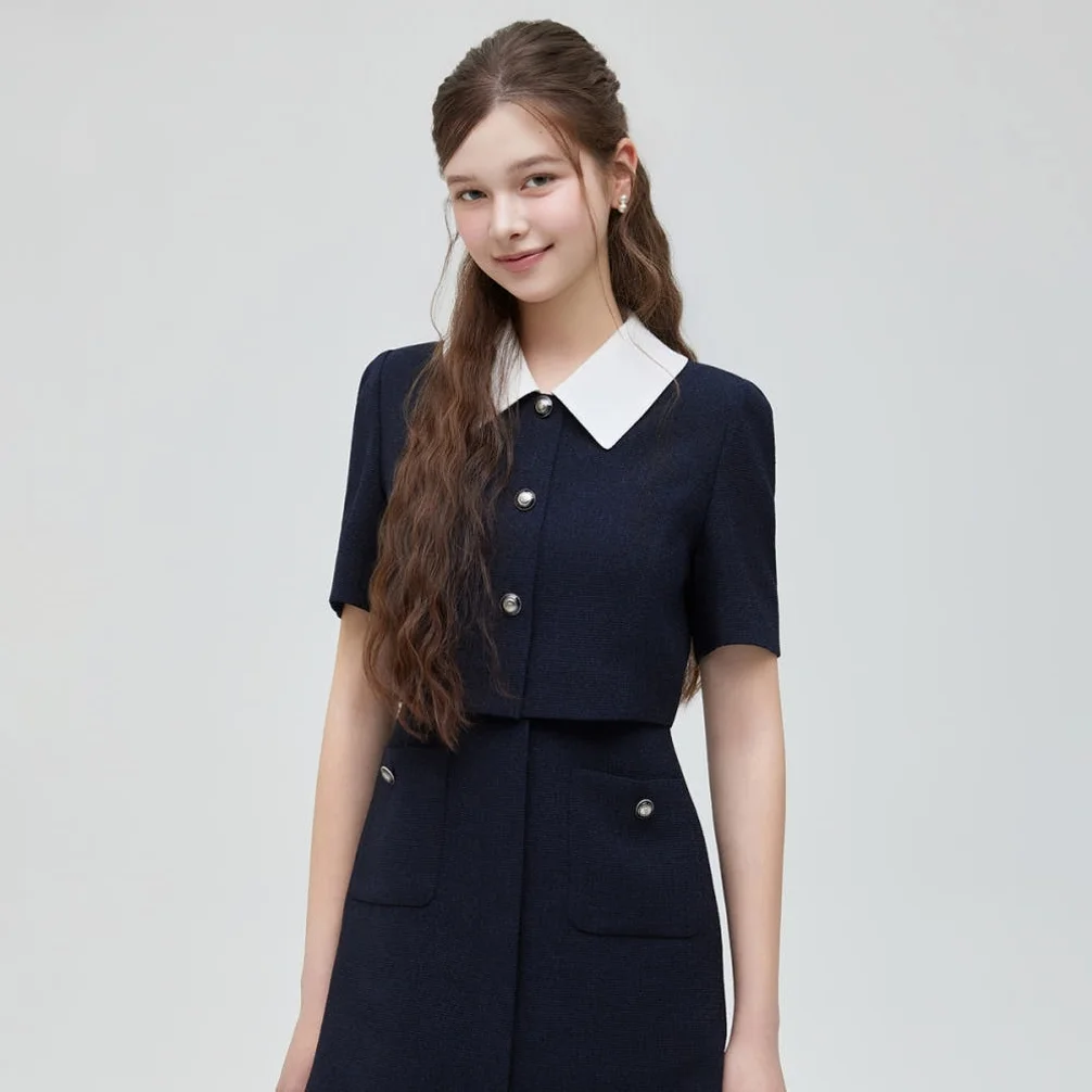[온라인 단독] [N배송] 로엠 카라 2in1 트위드 미니 원피스 RMOWG25NT1 상세 이미지 3