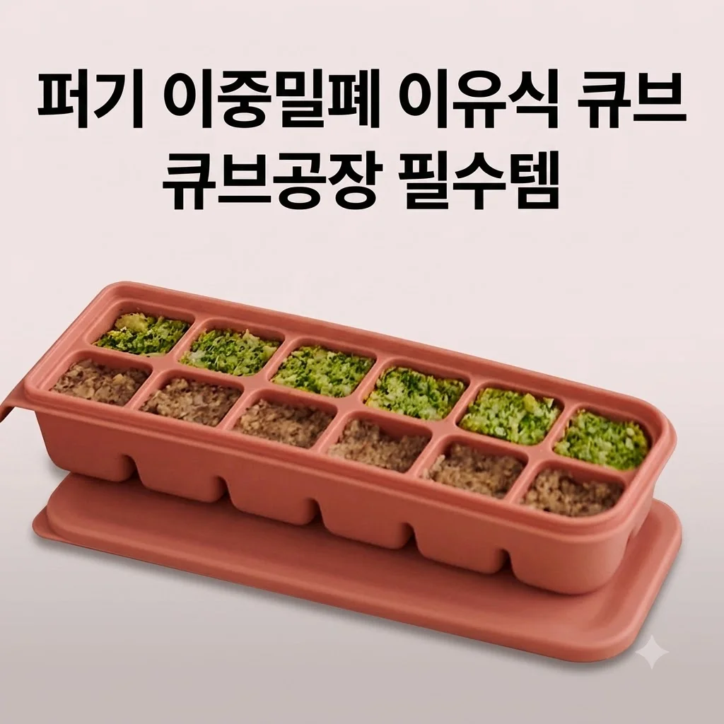 퍼기 이중밀폐 이유식 큐브 12구 인디핑크 큐브공장 필수템 후기