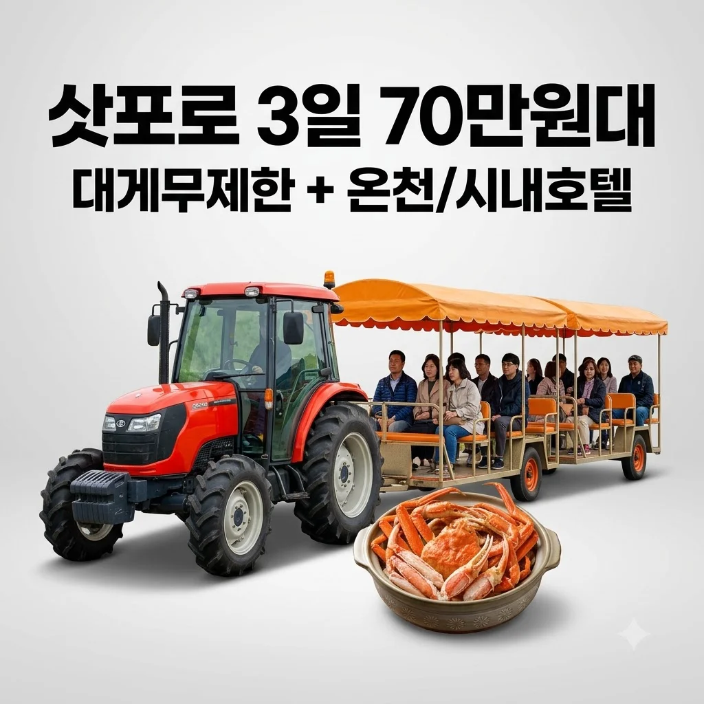삿포로 3일 70만원대 온천+시내호텔 대게무제한 특전