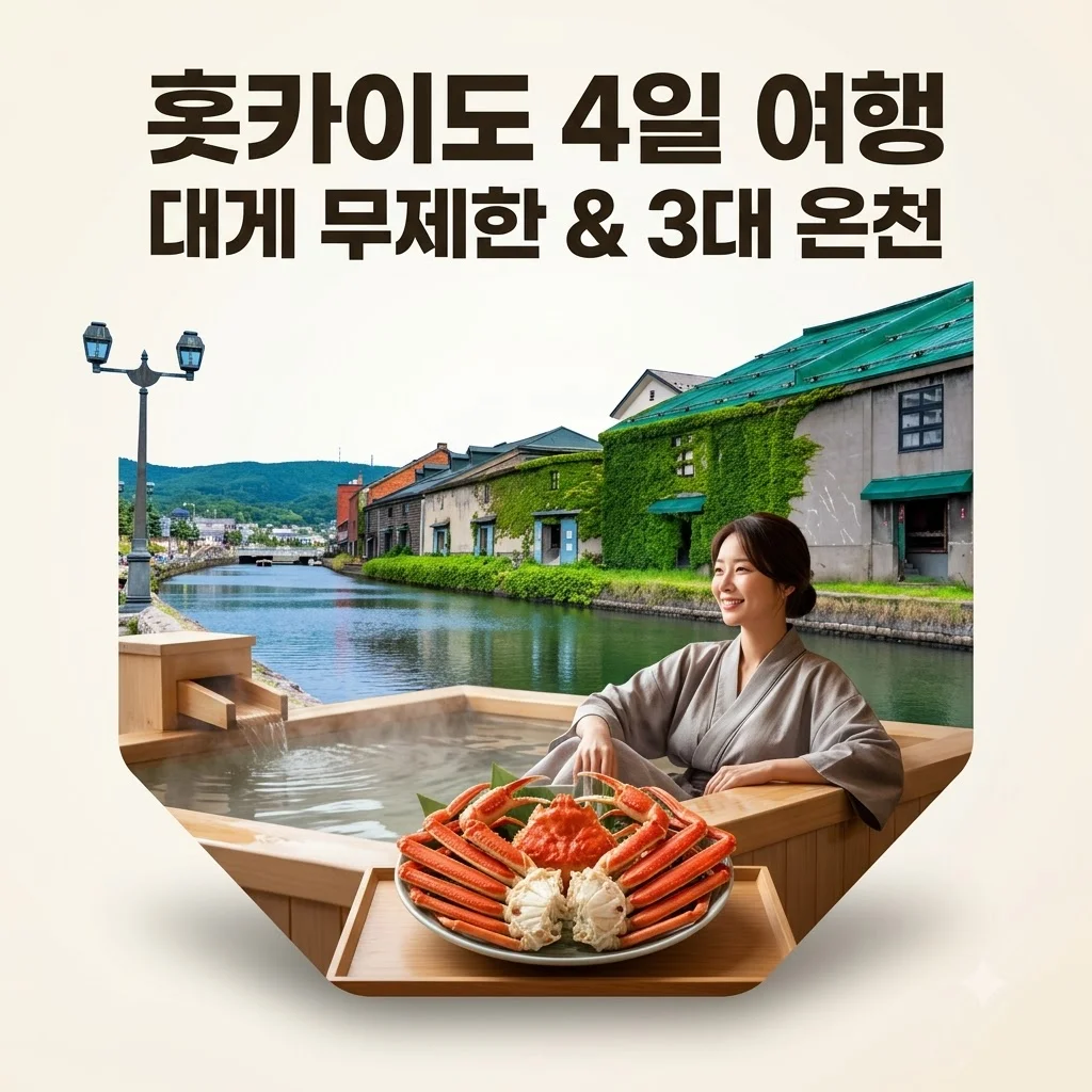 홋카이도 4일 여행 1,599,000원 대게 무제한과 3대 온천