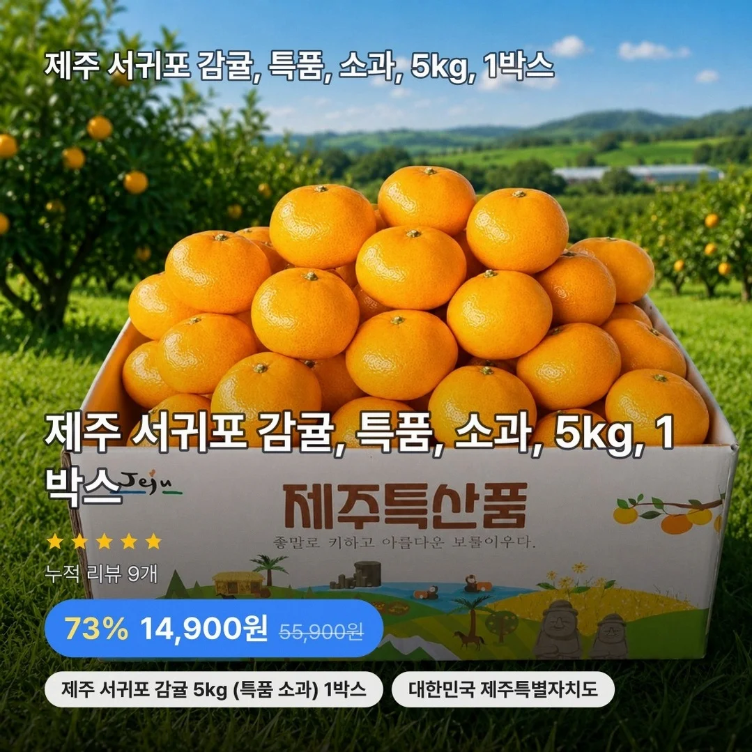 제주 서귀포 감귤, 특품, 소과, 5kg, 1박스