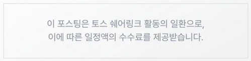 이 포스팅은 토스 쉐어링크 활동의 일환으로, 이에 따른 일정액의 수수료를 제공받습니다.