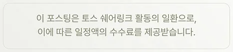 이 포스팅은 토스 쉐어링크 활동의 일환으로, 이에 따른 일정액의 수수료를 제공받습니다.